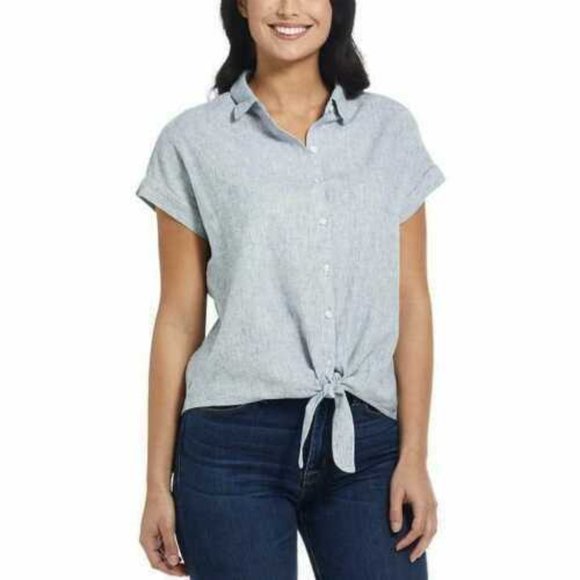 Weatherproof Tops - Weatherproof Vtg Ladies Tie Front Top